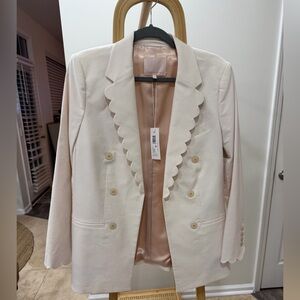 Rebecca Taylor Ivory Scalloped Blazer